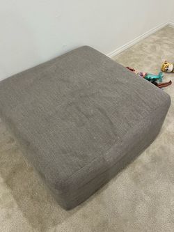 Grey Fabric Square Ottoman
