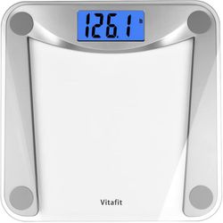 Digital Body Weight Bathroom Scale Weighing Scale with Step-On Technology,Extra Large Blue Backlit Display and Batteries Included, 400 Pounds,Clear Gl