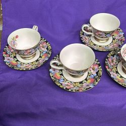 Tea cup and Saucer Set Royal Garden Style Tea Coffee Cup with Saucer 7 Ounces Bone China Teacup and saucer 