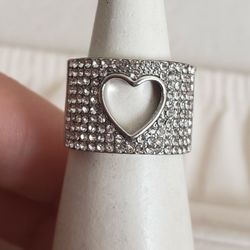 Sterling Silver Heart Ring With Zirconia...size 6. Don't Have The Tag With The Size.