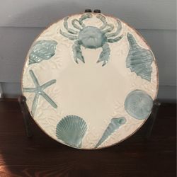 NEW Cracker Barrel White Sands Starfish Seashell 10.5”  Coastal Dinner Plate