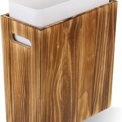 3 Gallon Wooden Trash Can with Liner, Wood & Plastic Bathroom Trash Can, Small Decorative Waste Basket for Bathroom, Bedroom, Kitchen, Office