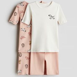 H&M 12-18 months 2-pack snug fit cotton baby pajamas set EUC