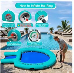 CALOBANA 10ft Inflatable Floating Dock Water Hammock w/ Dog Ramp - Brand New