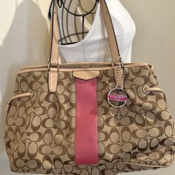 Coach Signature Stripe Tote Bag