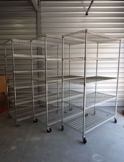 Heavy-Duty Commercial Chrome Rolling Wire Storage Racks
