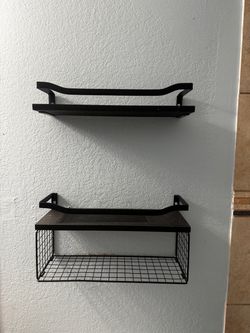 Black Metal Wall Shelves Set of 2