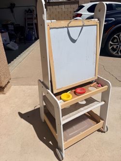 Pottery Barn Kids Art Easel with Storage and Wheels