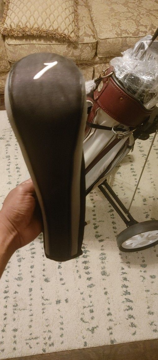 Golf Bag With Clubs And Wheeler