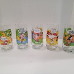 McDonalds Peanuts Camp Snoopy Collection Vintage Glasses Complete - Set of 5