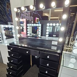 Black Friday Sale Black Vanity W/ 13 Drawers & XL Mirror $749