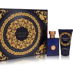 Versace Pour Homme Dylan Blue by Versace Gift Set -- 1.7 oz Eau De Toilette Spray + 1.7 oz After Shave Balm + 1.7 oz Shower Gel For Men