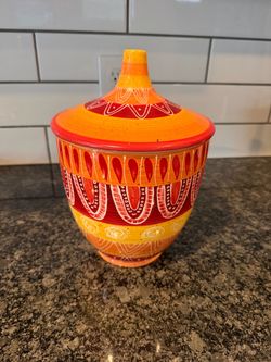 Hand-Painted Ceramic Lidded Jar