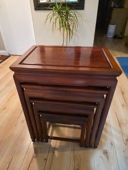Set of Four Vintage Rosewood Chinese Nesting Tables