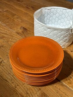 Orange Ceramic Dinner Plates Set