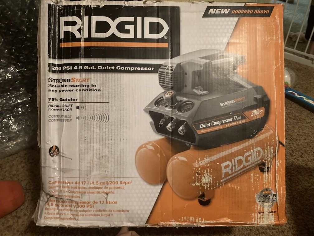 Rigid 200 PSI 4.5 Gallon Quiet Compressor