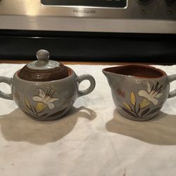Set Of Stangl Pottery creamer, and sugar bowl