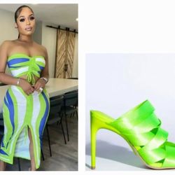 Ready For Pickup New Two Piece Dress set and Size 9 Sandals 