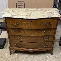 Antique Wooden Drawer With Onyx Top