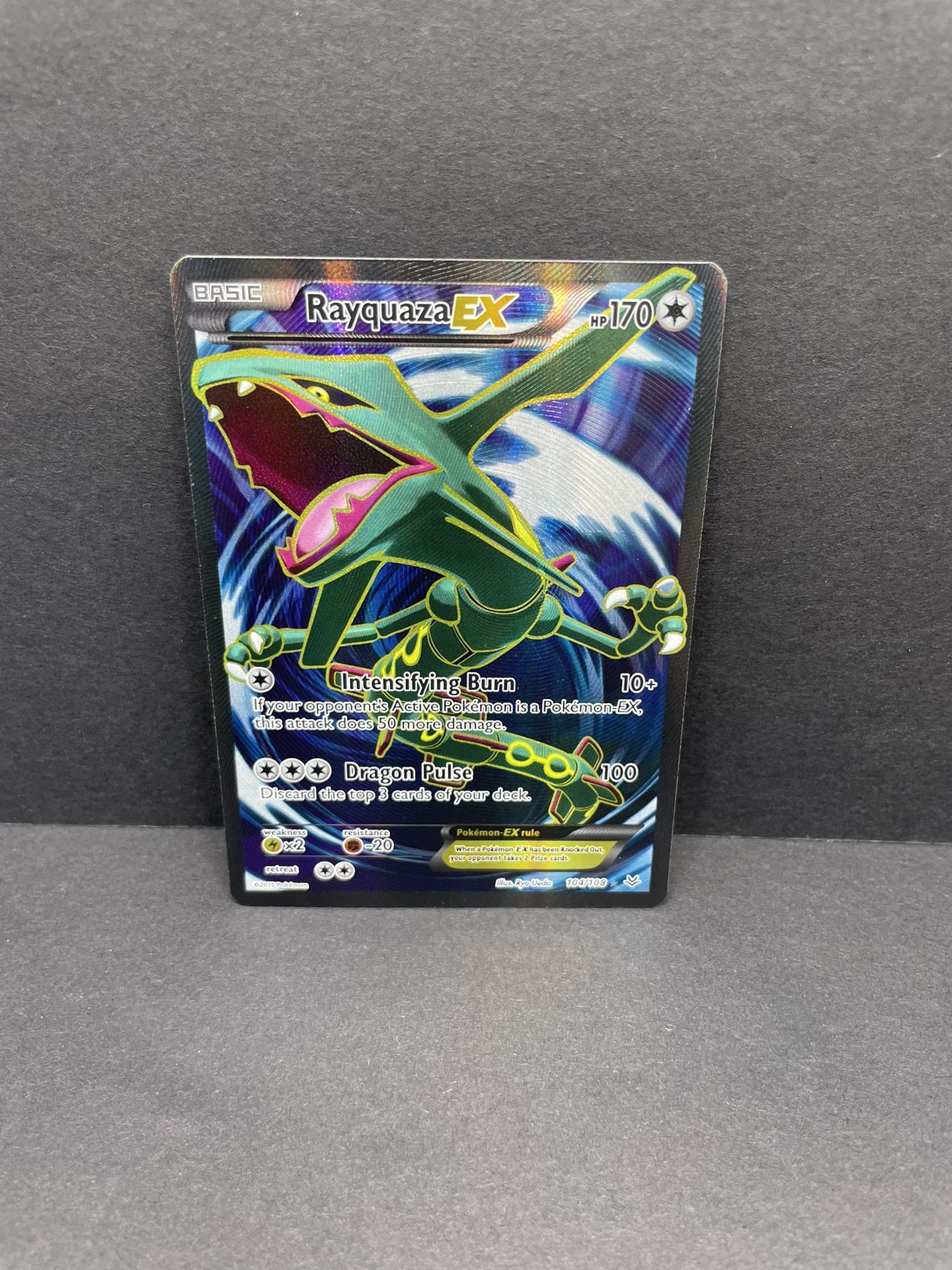 2015 Pokémon Roaring Skies Rayquaza EX 104/108 Full Art Holo