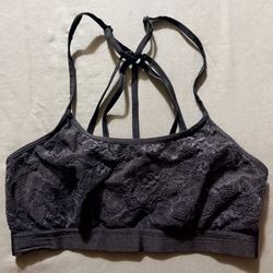 Joe Boxer Black Floral Lace Lined Cross Backed Bralette Intimates Women's Small