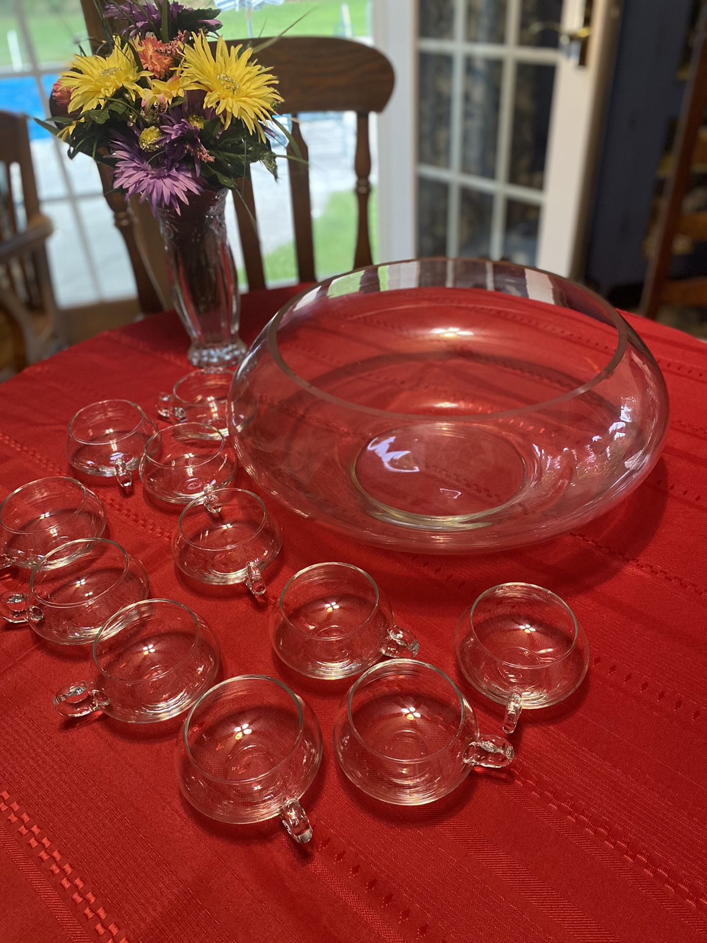 Hand Blown Crystal Punch Bowl
