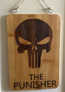 Punisher engraved wood