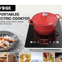 Single Burner Electric Cooktop,110V 1800W Electric Stove Top with LED Touch Control,Single electric burner 9 Power Levels, 4 hTimer, Safety Lock,Overh