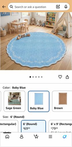New GarveeHome 6ft Round Area Rug – Blue