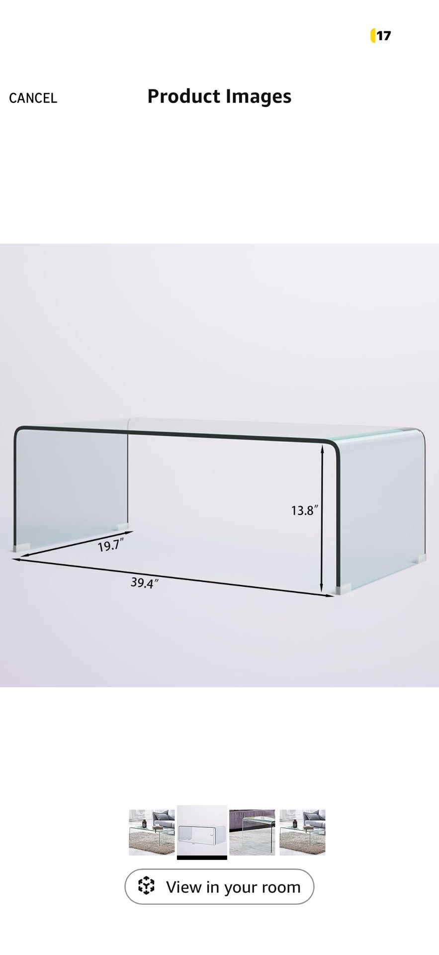 Modern Clear Tempered Glass Coffee Table