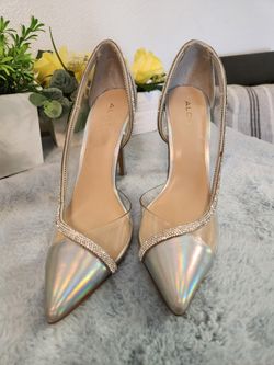 Silver RHINESTONE HEELS Womens Size 9M