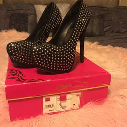 Bedazzled black Candy heels