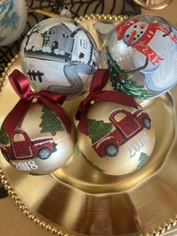 Set de bolas de navidad   pintadas a mano