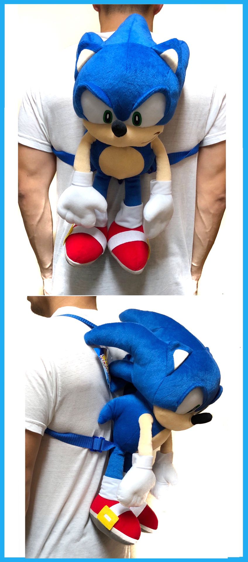 NEW! Novelty Sonic The Hedgehog soft plush backpack movie kids bag shoulder bag rave sega video games anime