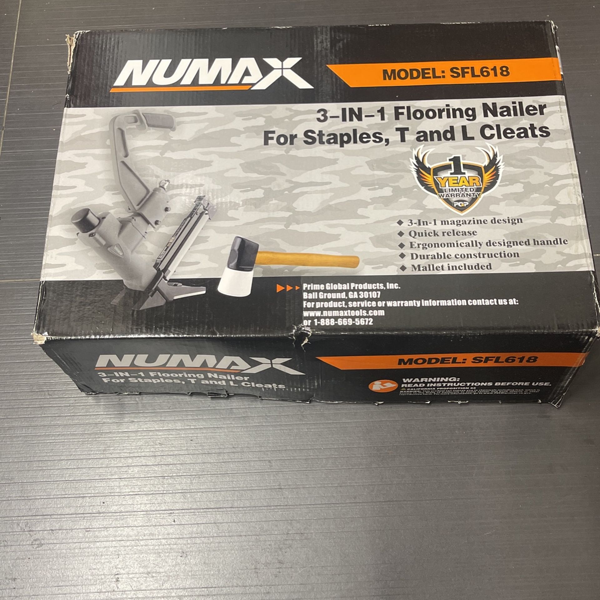 NuMax SFL618 Pneumatic 3in1 15.5Gauge and 16Gauge 2" Flooring
