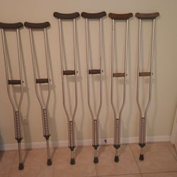 Crutches Three Pair All Aluminum Adjustable For Different Heights