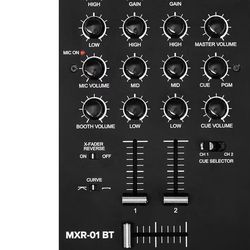 Gemini 2-Channel DJ Mixer w/Bluetooth, Mic EQ, Crossfader Curve Control, Rugged Metal Build, RCA/Balanced Outs, Compact Pro Design (MXR-01BT)