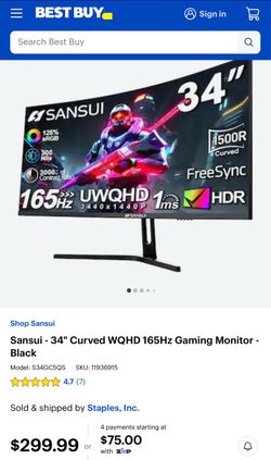 Sansui Curved Ultrawide Monitor 34” New