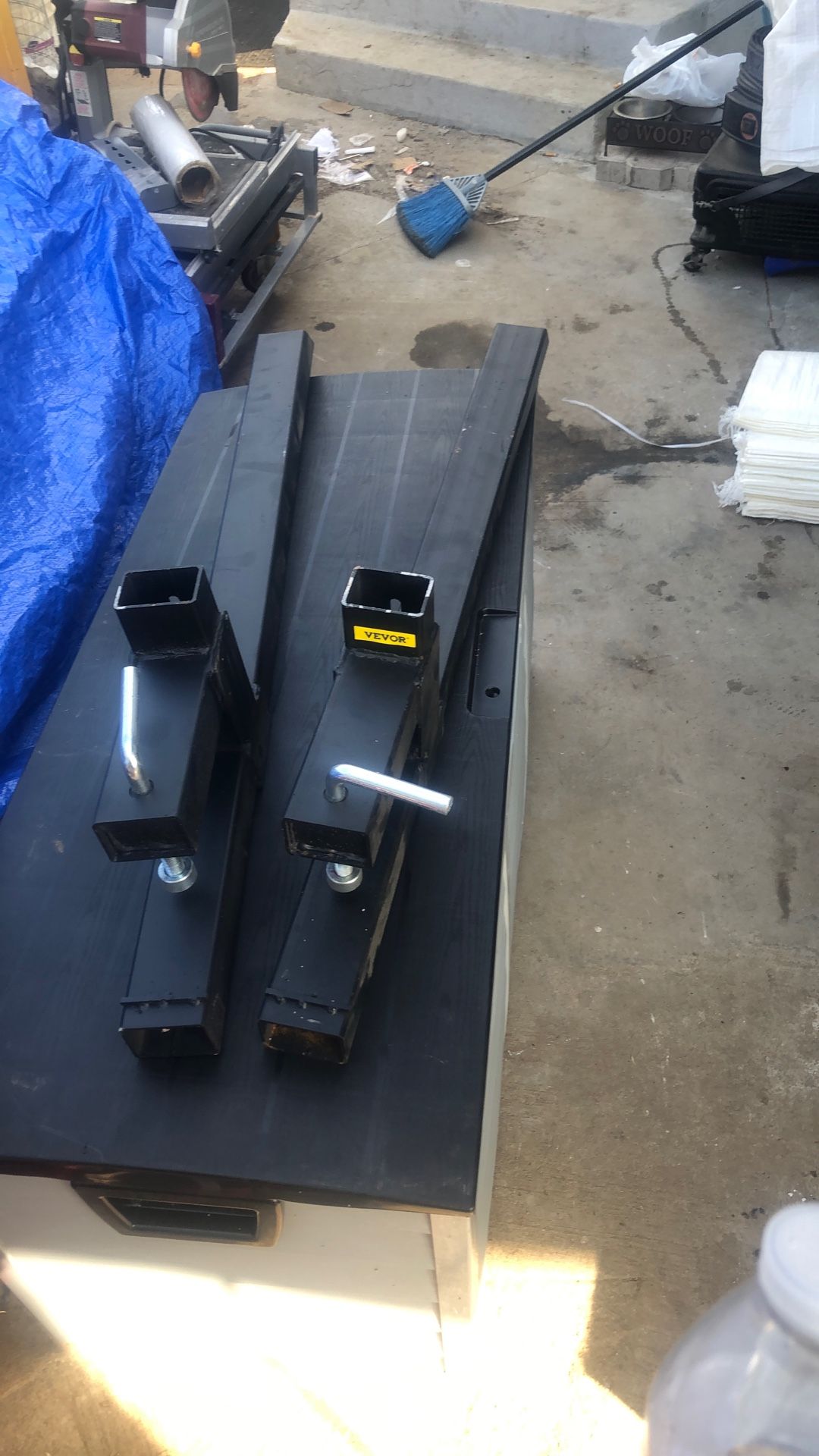 2 Pair 43” Bucket Forklift Attachments For Bob Cat/bulldozerOne With Tension Rod One With Out