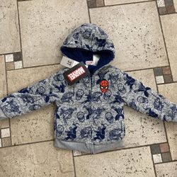 NWT Licensed Spider-Man plush hoodie jacket Size 4T