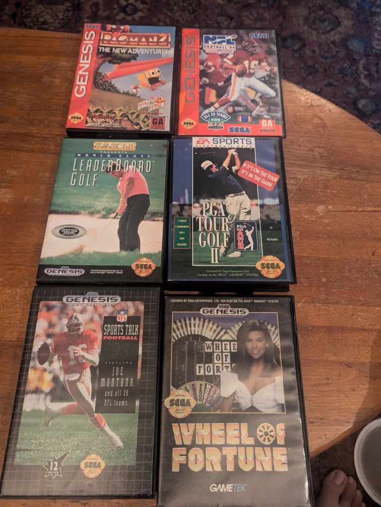 Six Sega Genesis Games In Their Cases