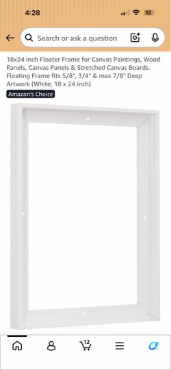 18x24 White Wood Floater Frame for Canvas