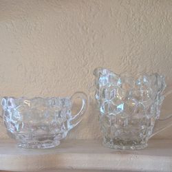 Fostoria American Creamer & Sugar Bowl