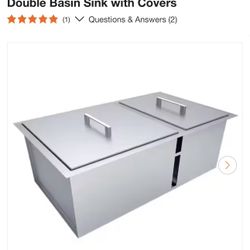 Over/Under 34 in. x 12 in. Height Double Basin Sink with Covers