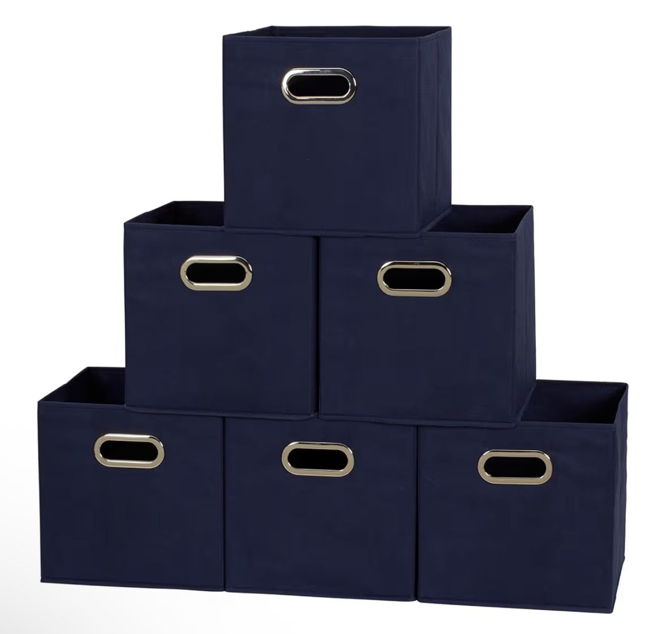 Foldable Fabric Storage Cubes 6-Pack [NEW] – 11x11x11 Stackable Non-Woven Bins with Chipboard Sides & Grommet Handles – Closet, Shelf, Nursery, or Off