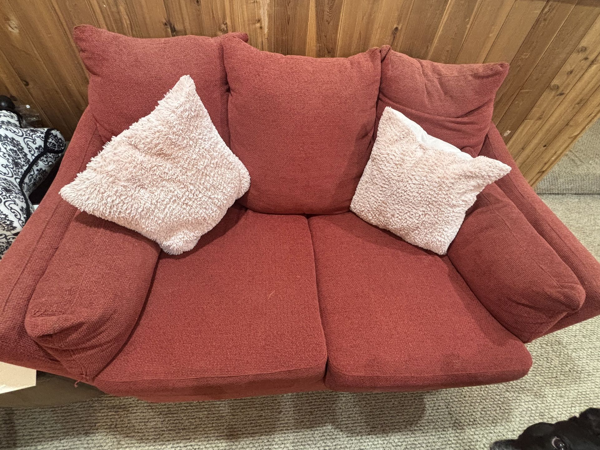 Red Loveseat & Sofa Set — Comfy & Clean!