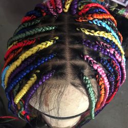 🌈Brand New Custom Rainbow Braided Wig🌈