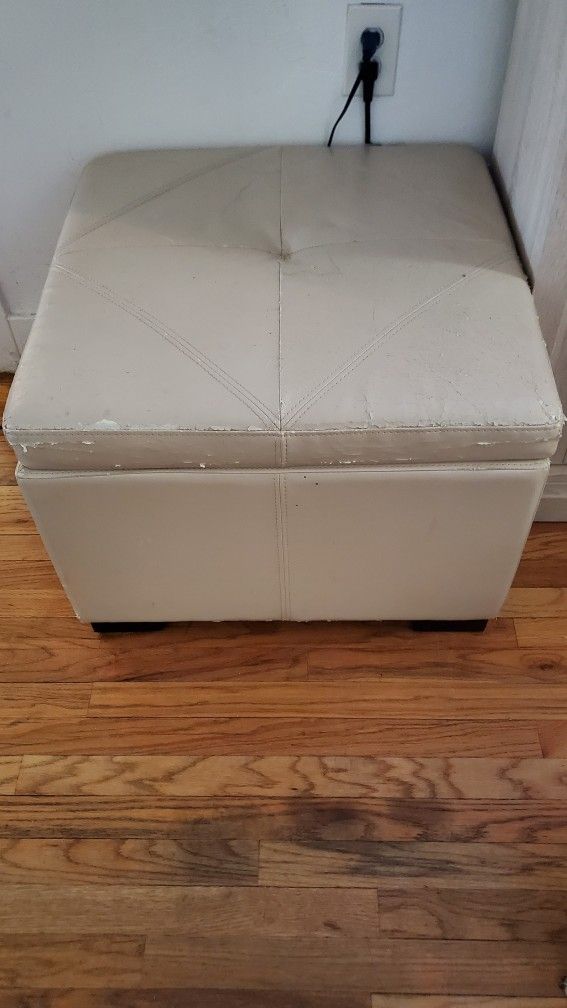 Leather Ottoman Pair