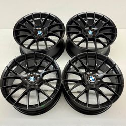 18” Satin Black BMW 359M M3 Competition Style Wheels Rims New 4X Square Set 18x8.0 +35 (5x120) Fits F30 F32 F36 E90 E92 E30 E36 E46 