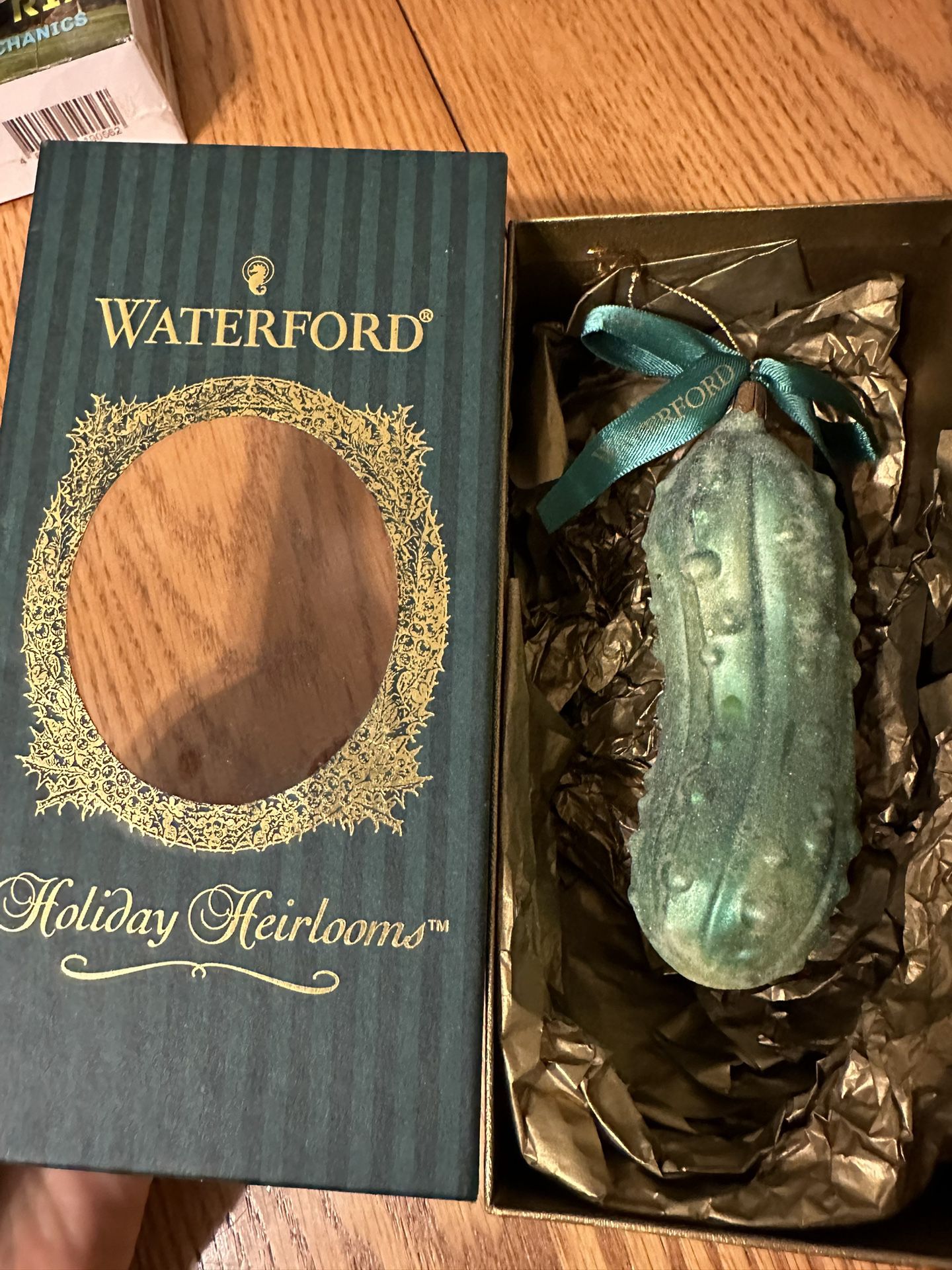 Waterford Holiday Heirloom Blown Glass Pickle Christmas Ornament Approx 5.5"